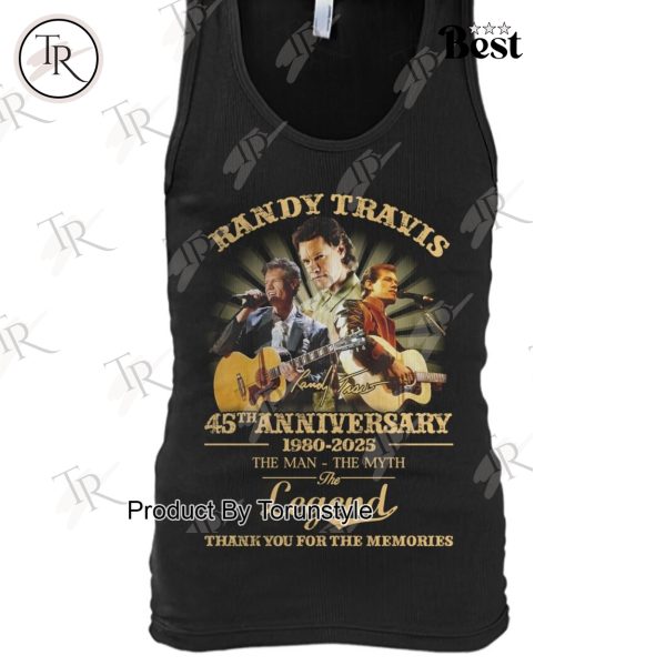 Randy Travis 45th Anniversary 1980-2025 The Man-The Myth-The Legend Thank You For The Memories T-Shirt