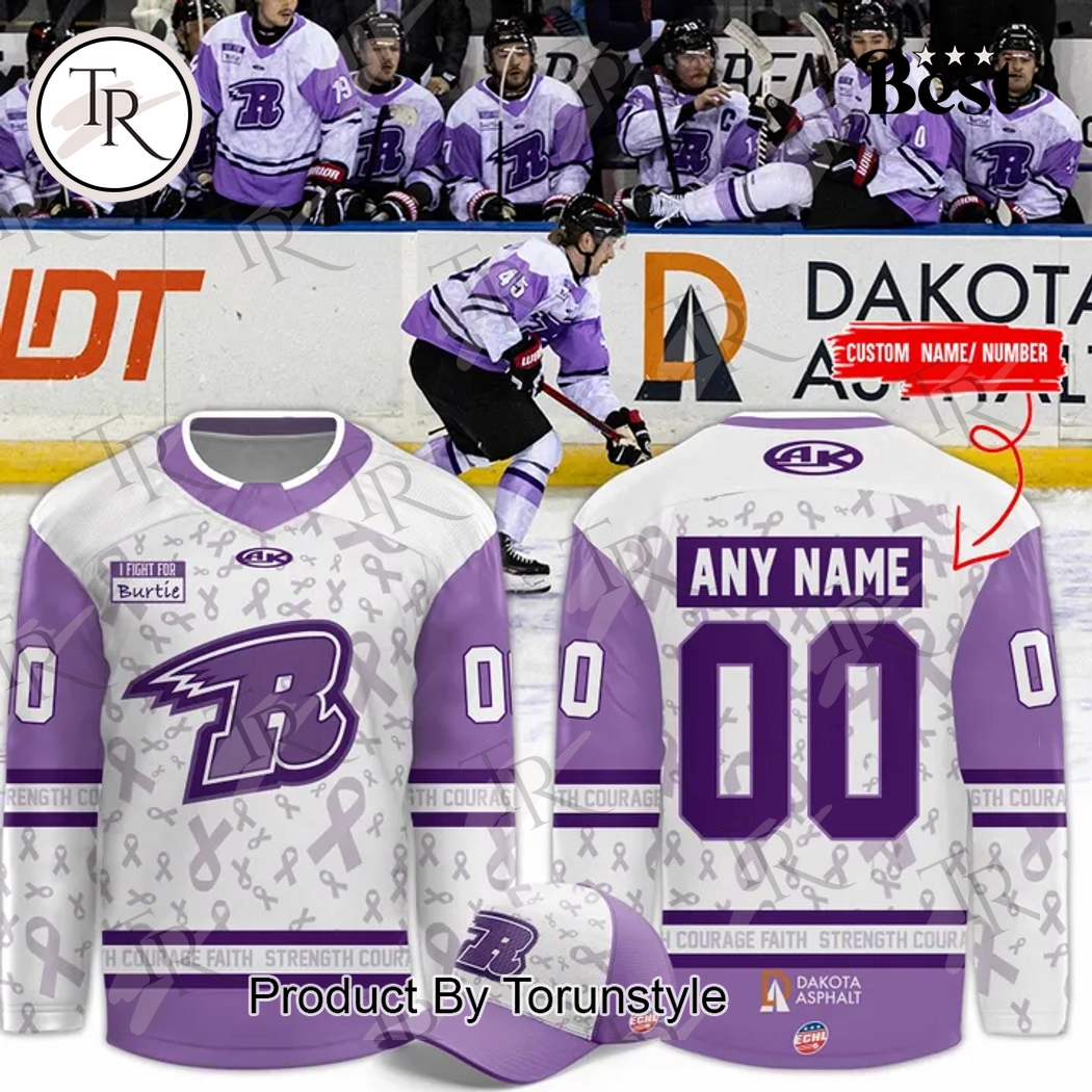 Rapid City Rush Hockey Fights Cancer 2025 Custom Name Limited Edition Hockey Jersey Rapid City Rush Hockey Fights Cancer 2025 Custom Name Limited Edition Hockey Jersey