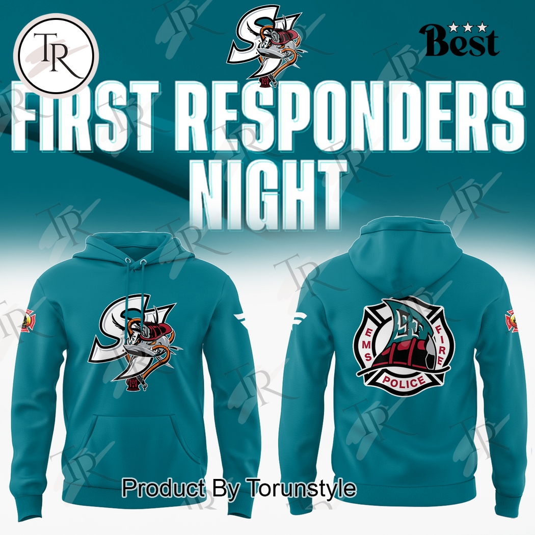 San Jose Barracuda 2025 First Responders Night Limited Edition Hoodie - Blue San Jose Barracuda 2025 First Responders Night Limited Edition Hoodie - Blue