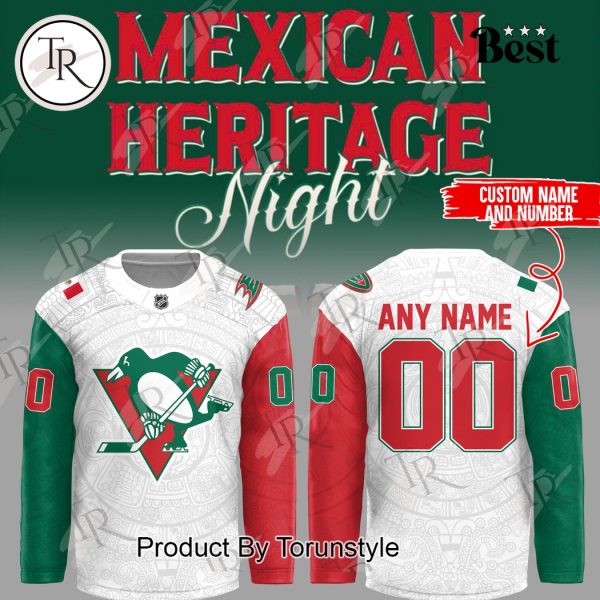 2025 Pittsburgh Penguins Mexican Heritage Night Custom Name Limited Edition Hockey Jersey