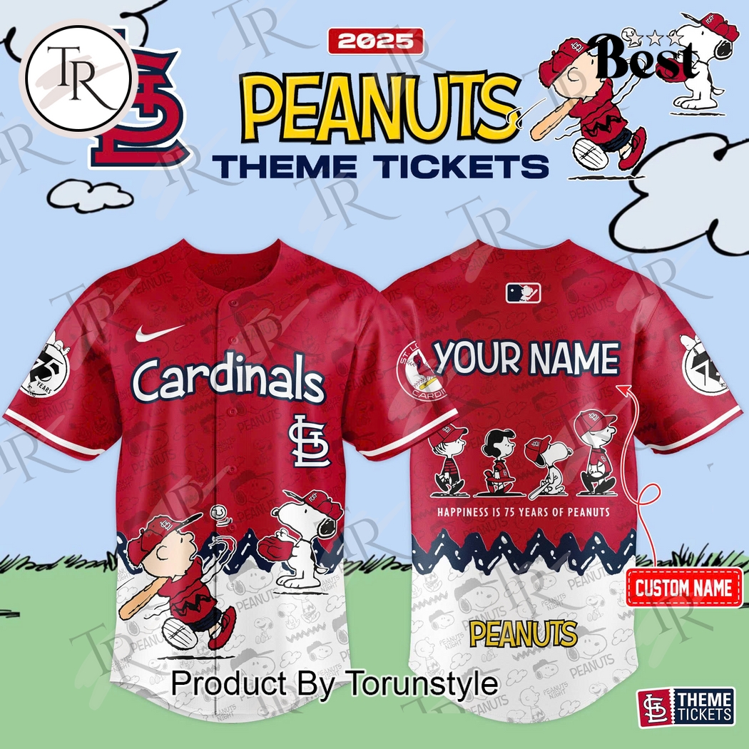 St. Louis Cardinals 2025 Peanuts Theme Tickets Custom Name New Limited Edition Baseball Jersey St. Louis Cardinals 2025 Peanuts Theme Tickets Custom Name New Limited Edition Baseball Jersey