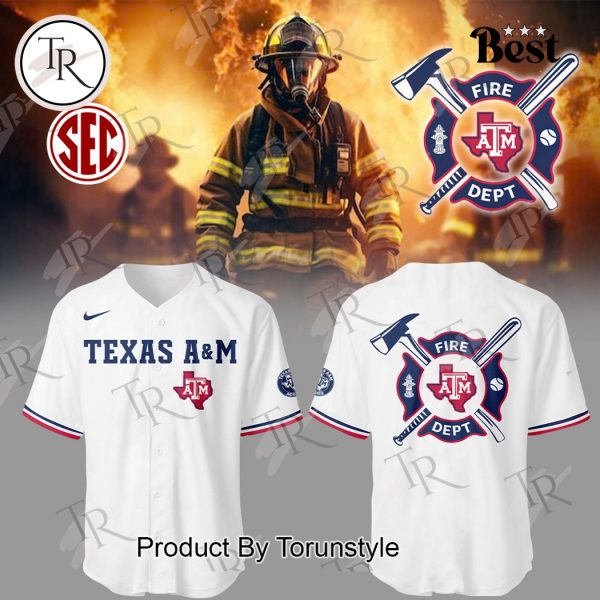 Texas A&M Aggies Baseball 2025 Firefighter Appreciation Night Limited Edition Baseball Jersey – White