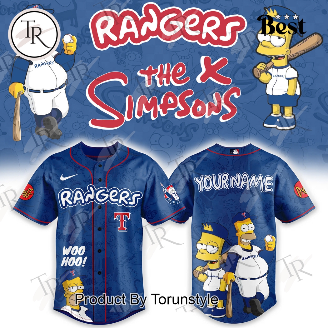 Texas Rangers The Simpsons Heritage 2025 Custom Name Limited Edition Baseball Jersey Texas Rangers The Simpsons Heritage 2025 Custom Name Limited Edition Baseball Jersey