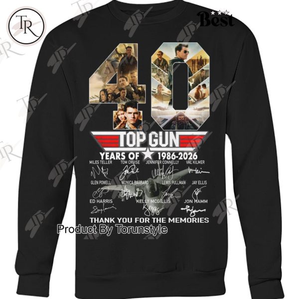 Top Gun 40 Years Of 1986-2026 Thank You For The Memories T-Shirt