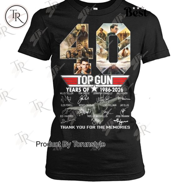 Top Gun 40 Years Of 1986-2026 Thank You For The Memories T-Shirt