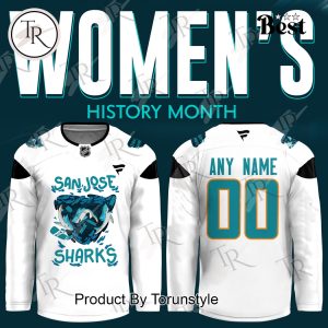 2025 San Jose Sharks Women’s History Month Custom Name Limited Edition Hockey Jersey