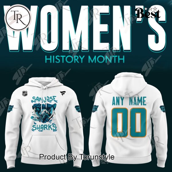 2025 San Jose Sharks Women’s History Month Custom Name Limited Edition Hoodie