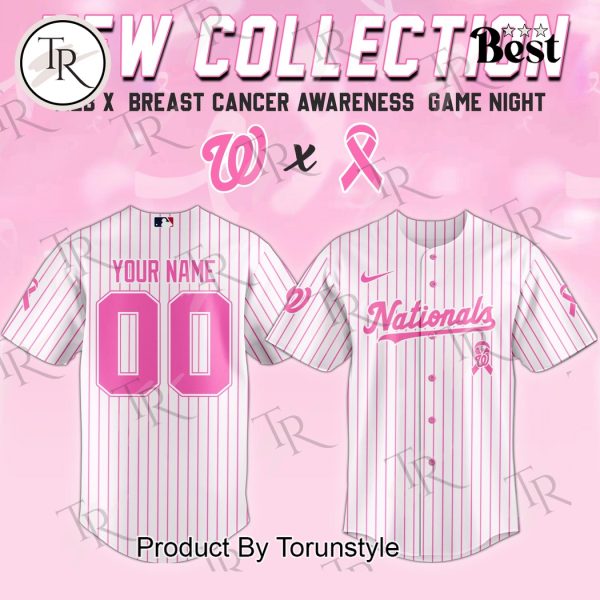 Washington Nationals X Breast Cancer Awareness Game Night 2025 Custom Name Limited Edition Baseball Jersey