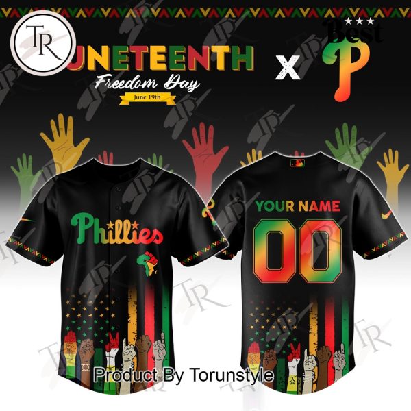 Philadelphia Phillies X Juneteenth Freedom Day 2025 Custom Name Limited Edition Baseball Jersey