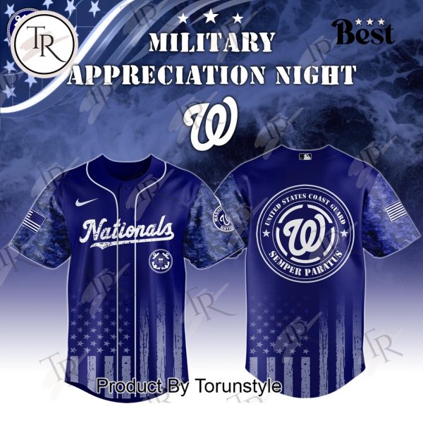 Washington Nationals X 2025 United States Coast Guard Semper Paratus Military Appreciation Night Special Edition Baseball Jersey