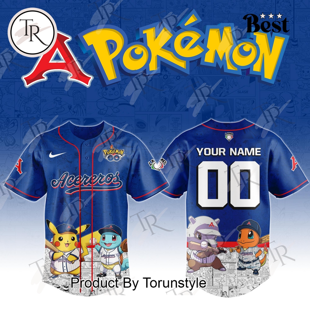 Acereros De Monclova 2025 Pokemon Custom Name Limited Edition Baseball Jersey Acereros De Monclova 2025 Pokemon Custom Name Limited Edition Baseball Jersey