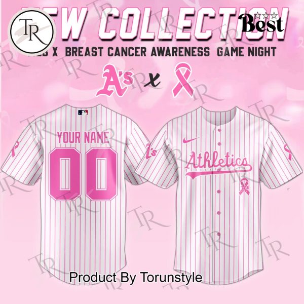 Athletics X Breast Cancer Awareness Game Night 2025 Custom Name Limited Edition Baseball Jersey