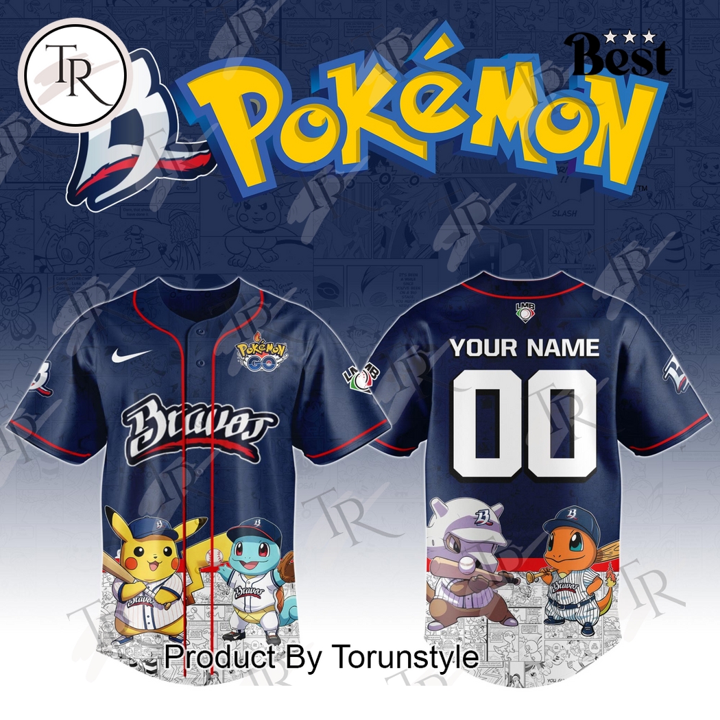 Bravos De Leon 2025 Pokemon Custom Name Limited Edition Baseball Jersey Bravos De Leon 2025 Pokemon Custom Name Limited Edition Baseball Jersey