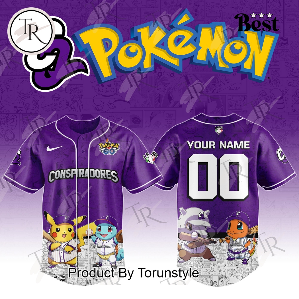 Conspiradores De Queretaro 2025 Pokemon Custom Name Limited Edition Baseball Jersey Conspiradores De Queretaro 2025 Pokemon Custom Name Limited Edition Baseball Jersey