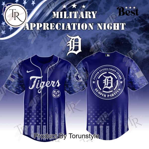 Detroit Tigers X 2025 United States Coast Guard Semper Paratus Military Appreciation Night Special Edition Baseball Jersey