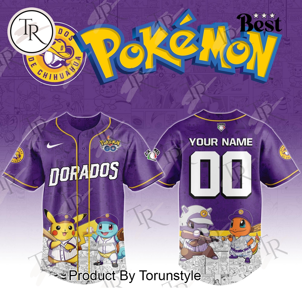 Dorados De Chihuahua 2025 Pokemon Custom Name Limited Edition Baseball Jersey Dorados De Chihuahua 2025 Pokemon Custom Name Limited Edition Baseball Jersey