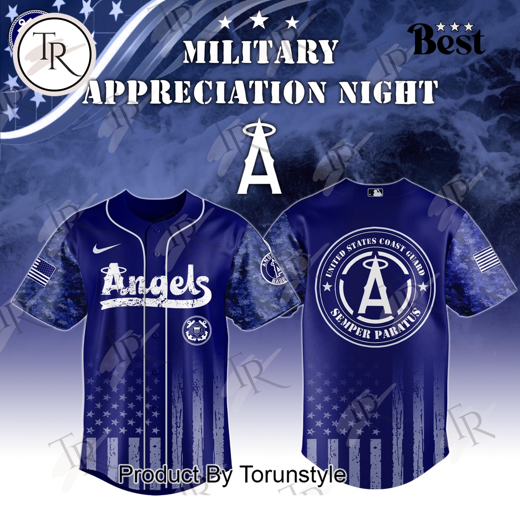 Los Angeles Angels X 2025 United States Coast Guard Semper Paratus Military Appreciation Night Special Edition Baseball Jersey