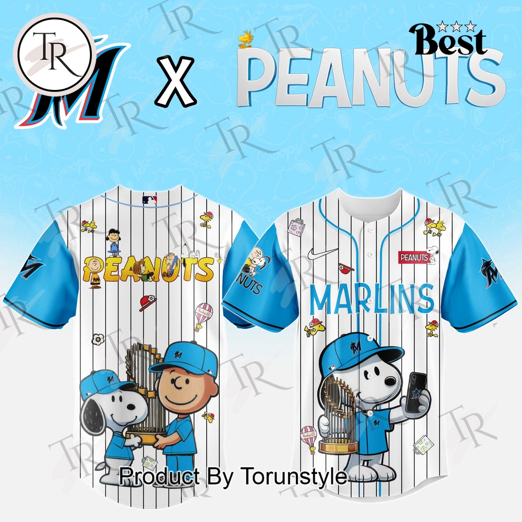 Miami Marlins 2025 X Peanuts New Special Edition Baseball Jersey Miami Marlins 2025 X Peanuts New Special Edition Baseball Jersey