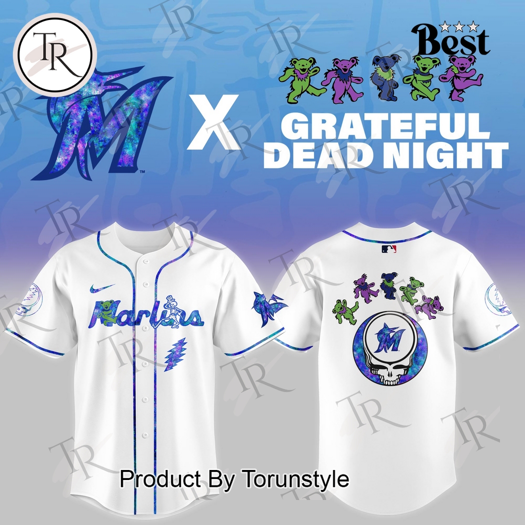 Miami Marlins X Grateful Dead Night Game 2025 Limited Edition Baseball Jersey Miami Marlins X Grateful Dead Night Game 2025 Limited Edition Baseball Jersey
