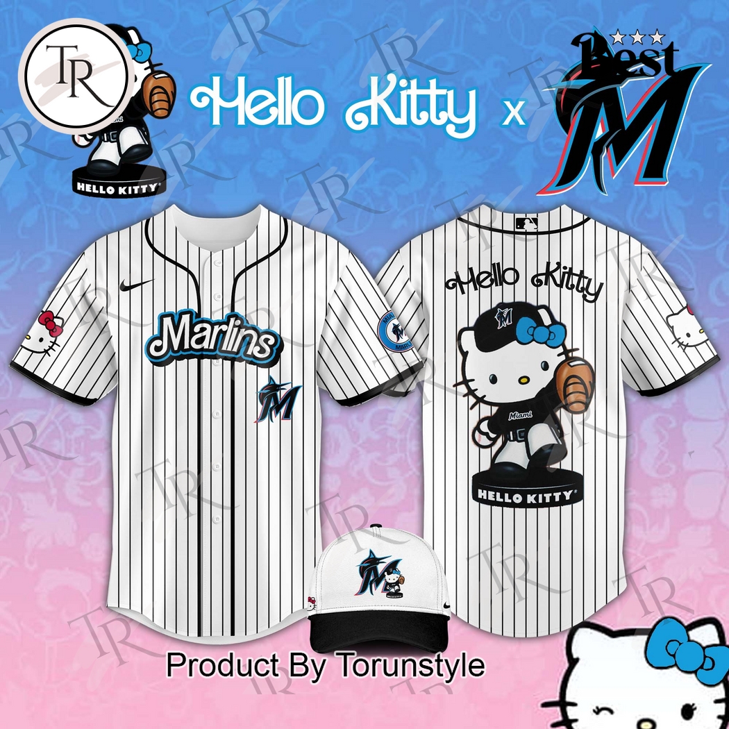 Miami Marlins x Hello Kitty Night 2025 Special Edition Baseball Jersey Miami Marlins x Hello Kitty Night 2025 Special Edition Baseball Jersey