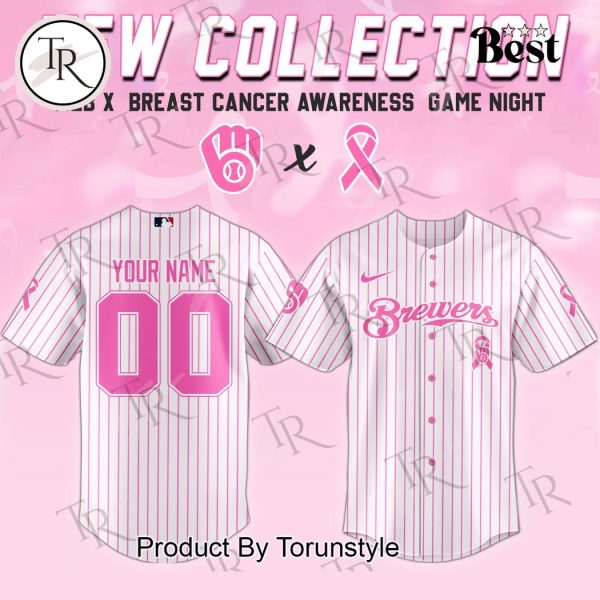 Milwaukee Brewers X Breast Cancer Awareness Game Night 2025 Custom Name Limited Edition Baseball Jersey