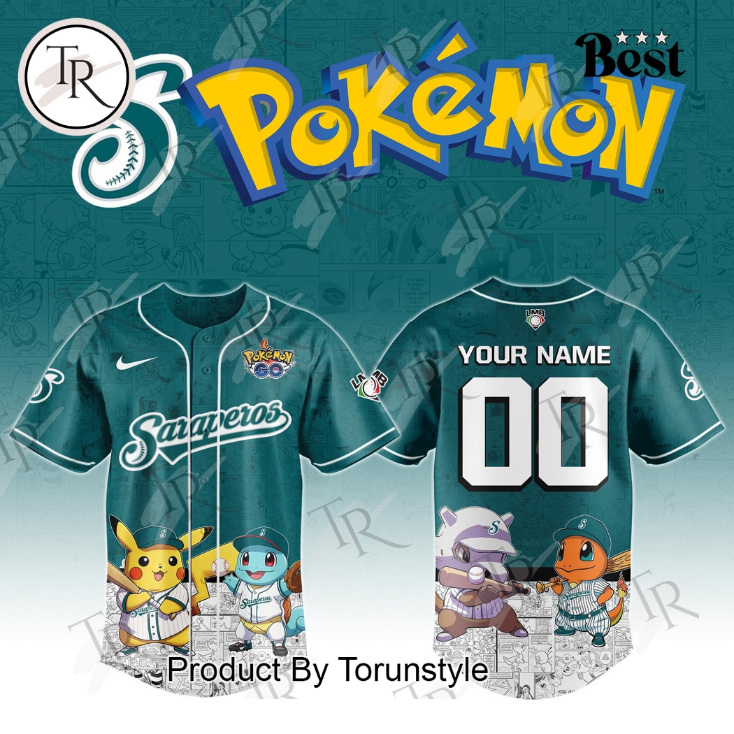 Saraperos De Saltillo 2025 Pokemon Custom Name Limited Edition Baseball Jersey Saraperos De Saltillo 2025 Pokemon Custom Name Limited Edition Baseball Jersey
