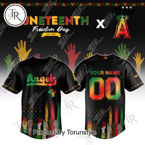 Los Angeles Angels X Juneteenth Freedom Day 2025 Custom Name Limited Edition Baseball Jersey