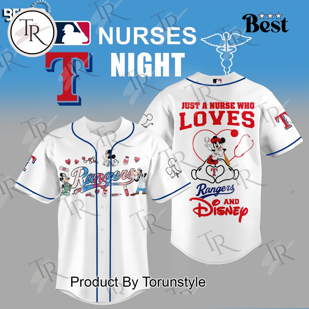 Texas Rangers X Mickey Mouse Just A Nurse Who Loves 2025 Limited Edition Baseball Jersey Texas Rangers X Mickey Mouse Just A Nurse Who Loves 2025 Limited Edition Baseball Jersey