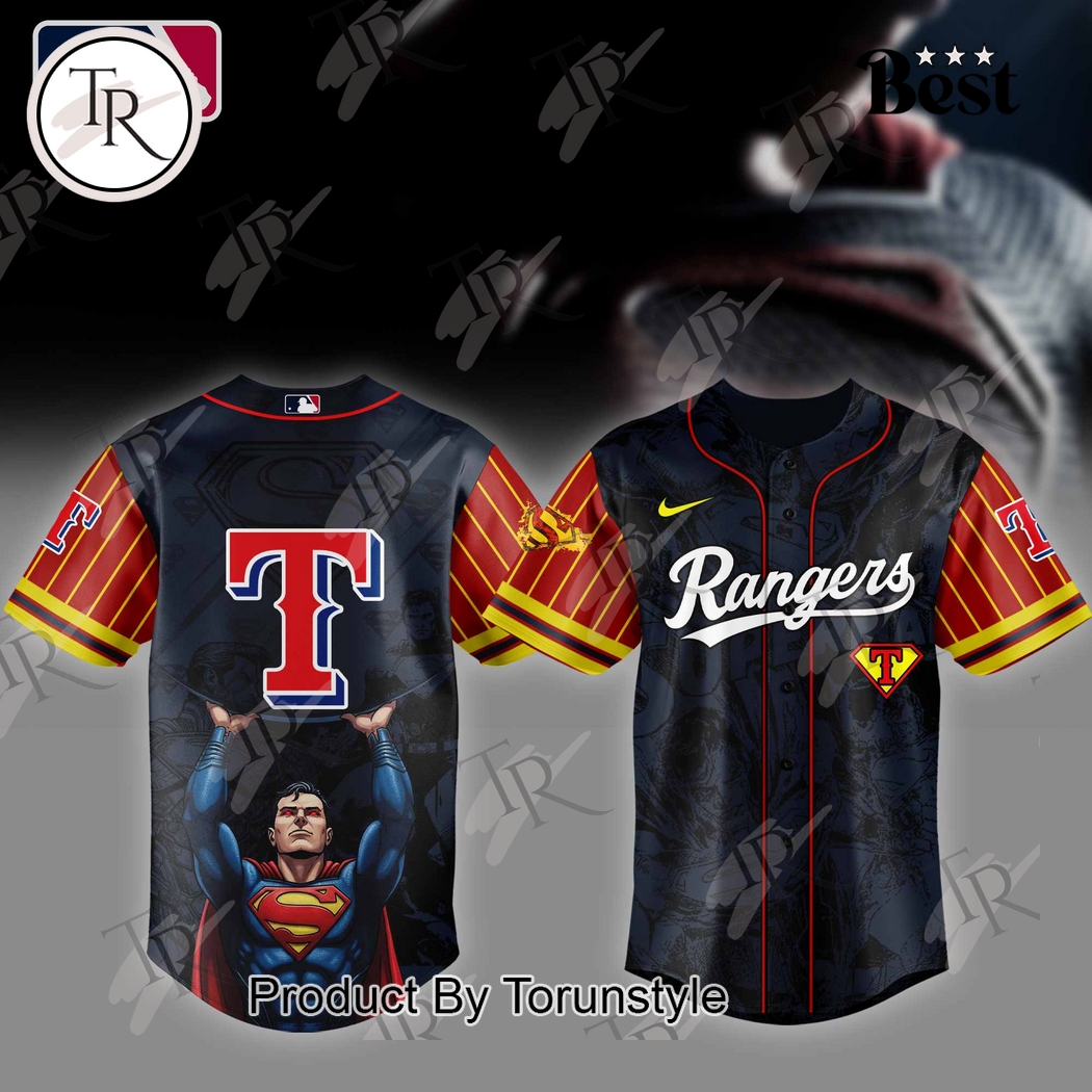 Texas Rangers x Superman 2025 Special Edition Baseball Jersey Texas Rangers x Superman 2025 Special Edition Baseball Jersey