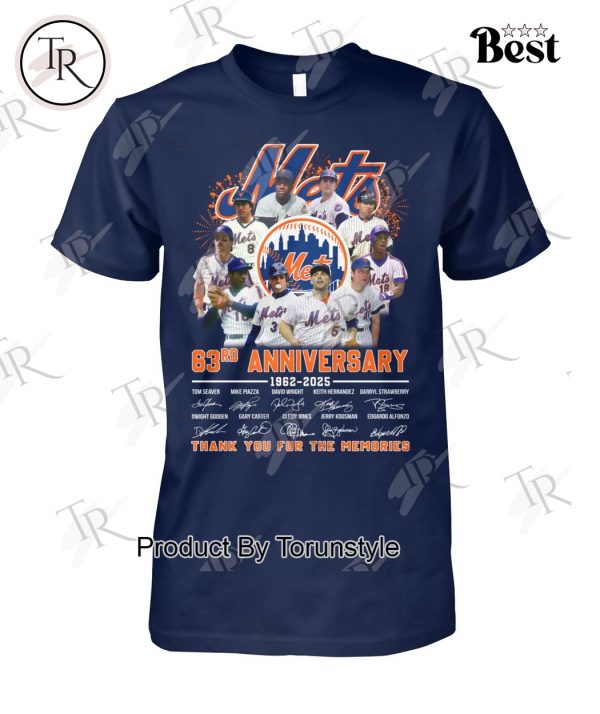 New York Mets 63rd Anniversary 1962-2025 Thank You For The Memories T-Shirt