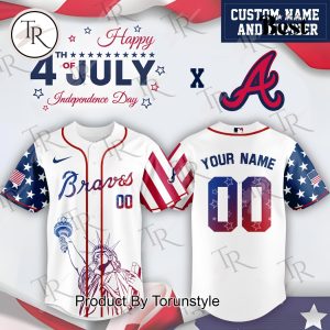 Atlanta Braves X Happy 4th Of July Independence Day 2025 Custom Name Baseball Jersey