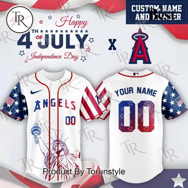 Los Angeles Angels X Happy 4th Of July Independence Day 2025 Custom Name Baseball Jersey