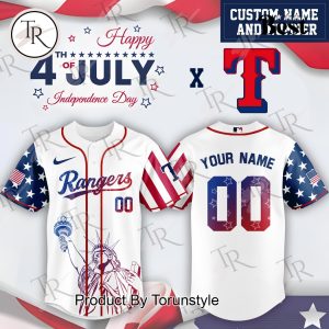 Texas Rangers X Happy 4th Of July Independence Day 2025 Custom Name Baseball Jersey