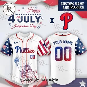 Philadelphia Phillies X Happy 4th Of July Independence Day 2025 Custom Name Baseball Jersey