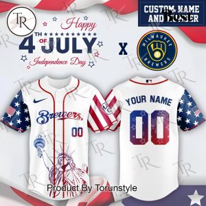 Milwaukee Brewers X Happy 4th Of July Independence Day 2025 Custom Name Baseball Jersey