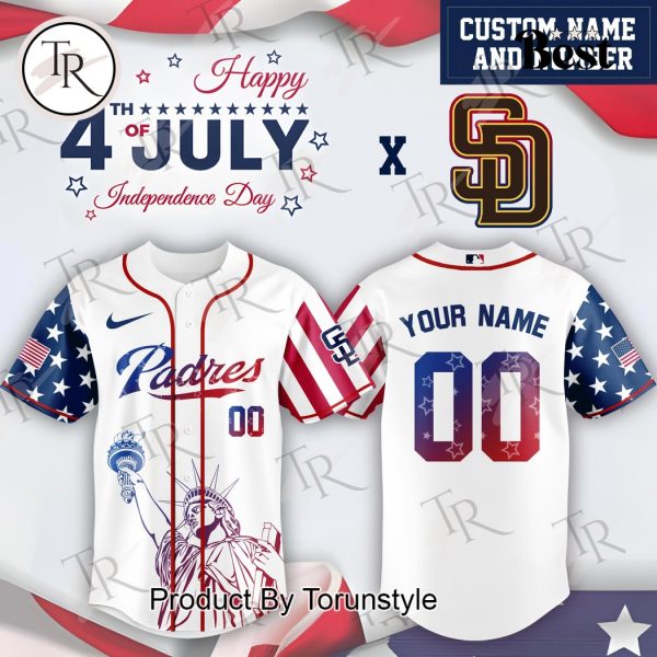 San Diego Padres X Happy 4th Of July Independence Day 2025 Custom Name Baseball Jersey