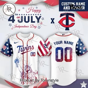 Minnesota Twins X Happy 4th Of July Independence Day 2025 Custom Name Baseball Jersey
