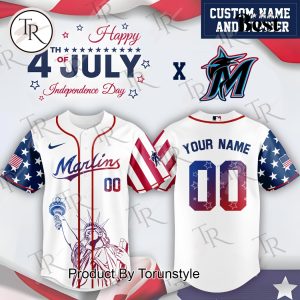 Miami Marlins X Happy 4th Of July Independence Day 2025 Custom Name Baseball Jersey
