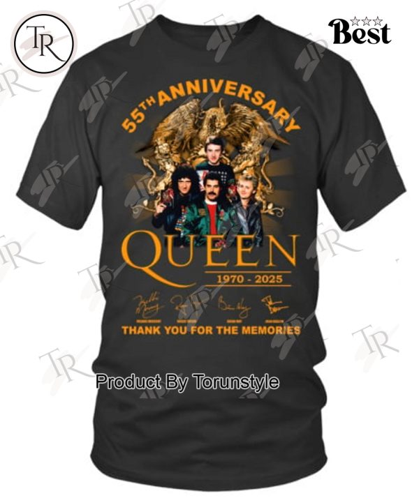 55th Anniversary Queen 1970-2025 Thank You For The Memories T-Shirt