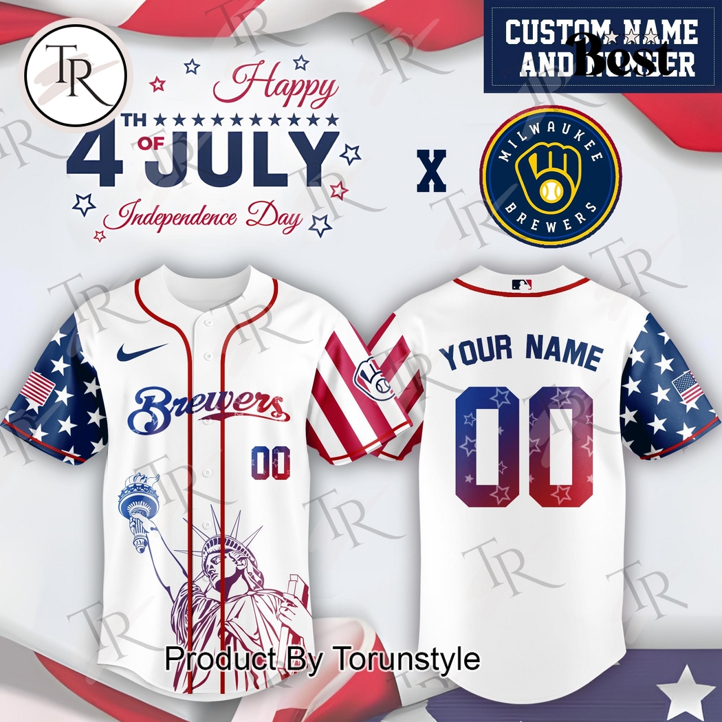 Milwaukee Brewers X Happy 4th Of July Independence Day 2025 Custom Name Baseball Jersey