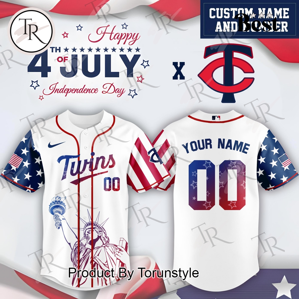 Minnesota Twins X Happy 4th Of July Independence Day 2025 Custom Name Baseball Jersey