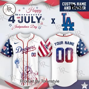 Los Angeles Dodgers X Happy 4th Of July Independence Day 2025 Custom Name Baseball Jersey