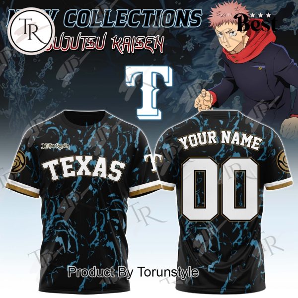 Texas Rangers 2025 X Jujutsu Kaisen Yuji Itadori Custom Name Hoodie