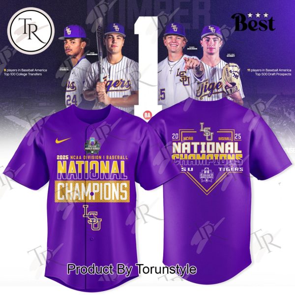 2025 NCAA Division I Men’s Baseball National Champions LSU Tigers 8-Time Baseball Jersey