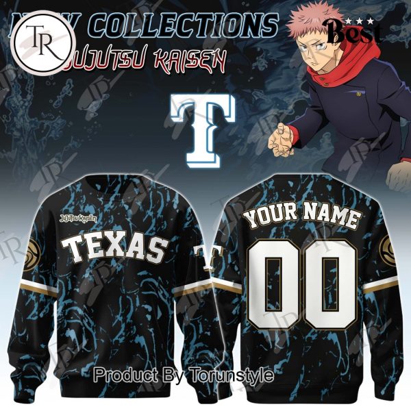 Texas Rangers 2025 X Jujutsu Kaisen Yuji Itadori Custom Name Hoodie
