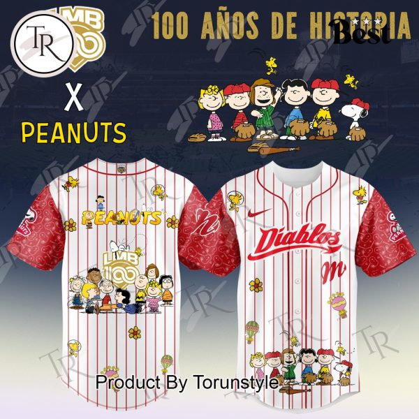 Diablos Rojos Del Mexico X Peanuts 100 Anos De Historia 2025 Limited Edition Baseball Jersey