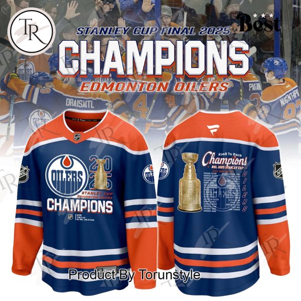 Stanley Cup Final 2025 Champions Edmonton Oilers Limited Edition Hockey Jersey