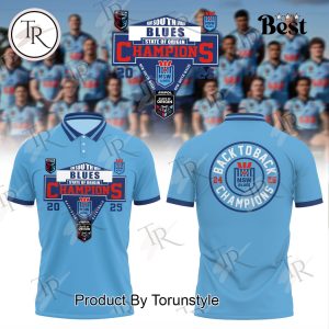 2025 New South Wales Blues State Of Origin Champions Back To Back Polo Shirt
