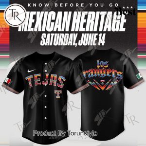 Texas Rangers X Tejas Pride Wear Mexican Heritage 2025 Limited Edition Baseball Jersey – Black