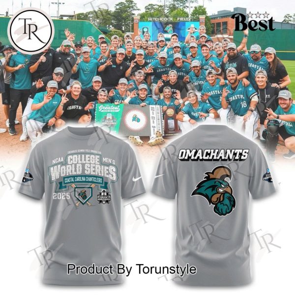 Cocharles Schwab Field NCAA Men’s College World Series 2025 Omahallege Coastal Carolina Chanticleers Grey Hoodie